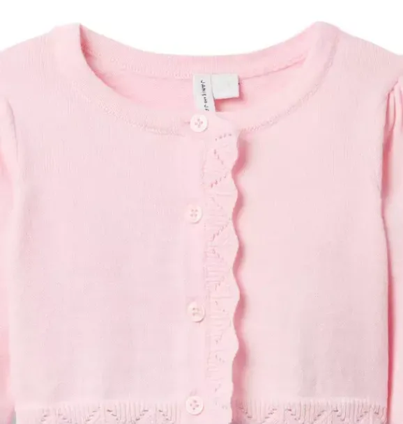 Janie and Jack Sweaters & Sweatshirts-Crochet Trim Cropped Cardigan pale pink