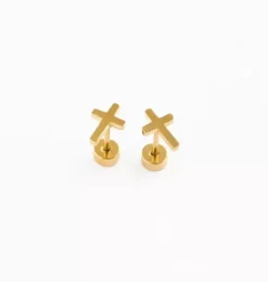 Janie and Jack Kids Accessories|Jewelry-Cross Stud Earrings gold