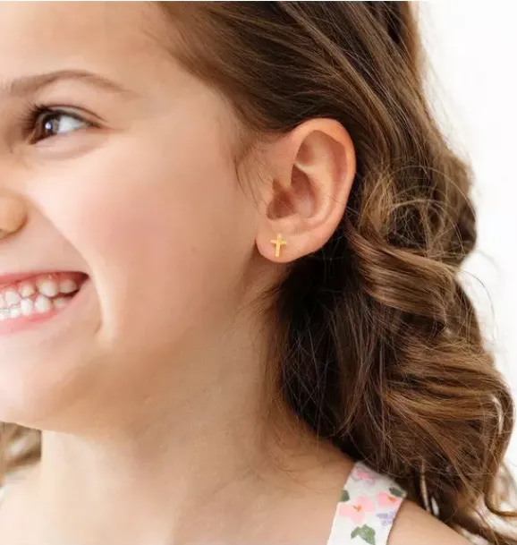 Janie and Jack Kids Accessories|Jewelry-Cross Stud Earrings gold