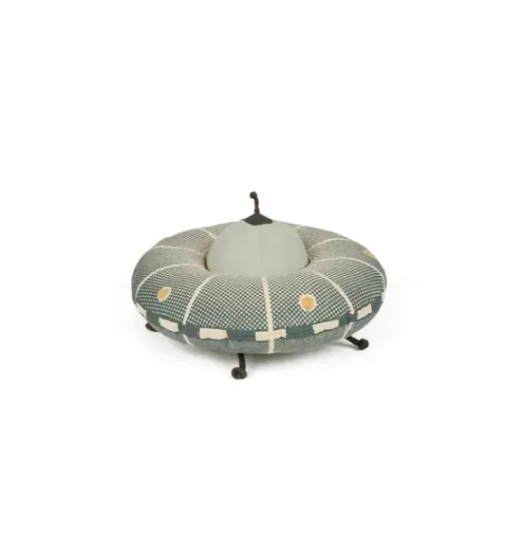 Janie and Jack Decorative Pillows And Throws-Cushion Interactive UFO natural and trazo green