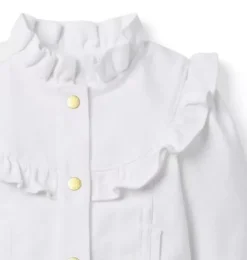 Janie and Jack Jackets & Coats-Denim Ruffle Jacket white