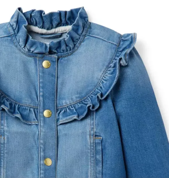 Janie and Jack Jackets & Coats-Denim Ruffle Jacket In sadie medium wash