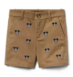 Janie and Jack Shorts|Disney Mickey Mouse Safari-Disney Mickey Mouse Embroidered Twill Short dark khaki mickey mouse