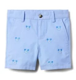 Janie and Jack Shorts-Disney Mickey Mouse Embroidered Oxford Short ocean air mickey mouse