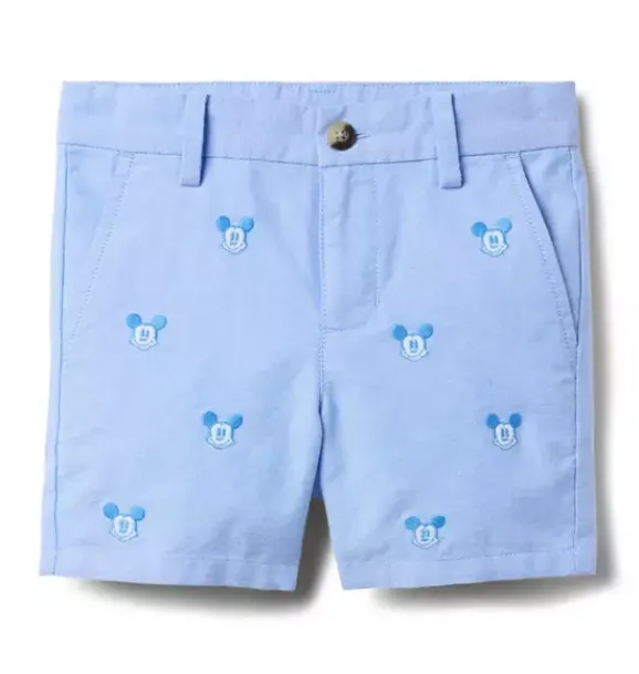 Janie and Jack Shorts-Disney Mickey Mouse Embroidered Oxford Short ocean air mickey mouse