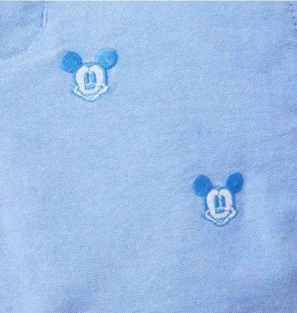 Janie and Jack Shorts-Disney Mickey Mouse Embroidered Oxford Short ocean air mickey mouse