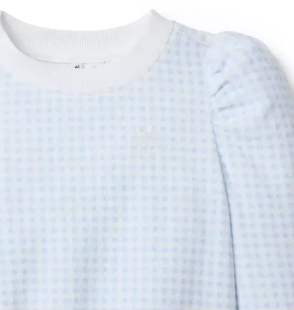 Janie and Jack Sweaters & Sweatshirts|Matching Sets-Disney Mickey Mouse Gingham Sweatshirt light blue gingham