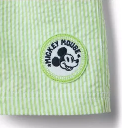 Janie and Jack Swim|Swim Trunks-Disney Mickey Mouse Recycled Swim Trunk light green stripe