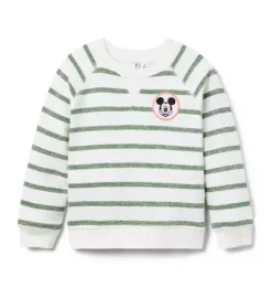 Janie and Jack Disney Mickey Mouse Safari|Matching Sets-Disney Mickey Mouse Striped Sweatshirt ivy green stripe