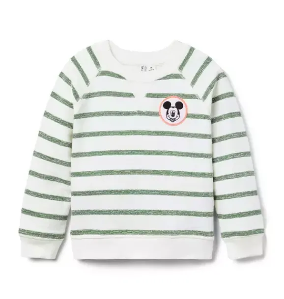 Janie and Jack Disney Mickey Mouse Safari|Matching Sets-Disney Mickey Mouse Striped Sweatshirt ivy green stripe