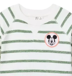 Janie and Jack Disney Mickey Mouse Safari|Matching Sets-Disney Mickey Mouse Striped Sweatshirt ivy green stripe