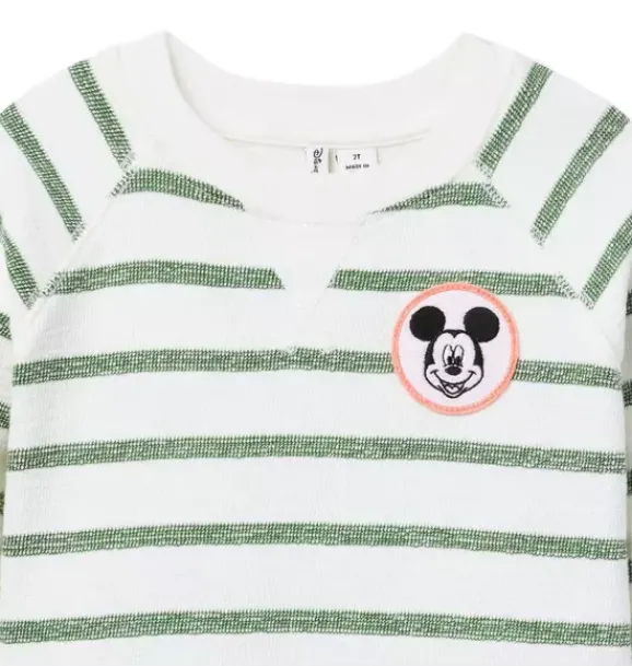 Janie and Jack Disney Mickey Mouse Safari|Matching Sets-Disney Mickey Mouse Striped Sweatshirt ivy green stripe
