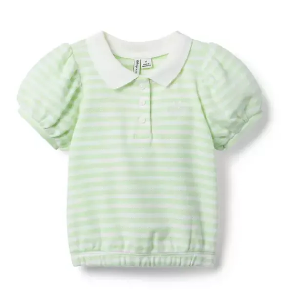 Janie and Jack Short Sleeve Tops-Disney Mickey Mouse Striped Polo spring green stripe