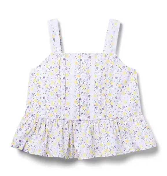 Janie and Jack Matching Sets|Sleeveless Tops-Ditsy Floral Pintuck Top white ditsy floral