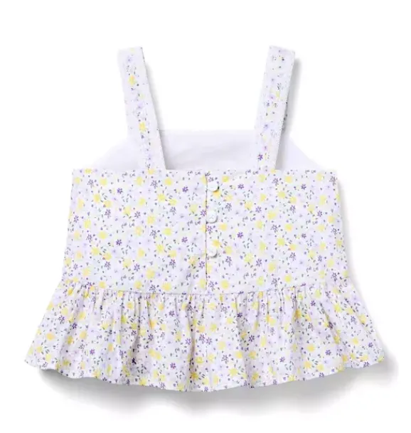 Janie and Jack Matching Sets|Sleeveless Tops-Ditsy Floral Pintuck Top white ditsy floral