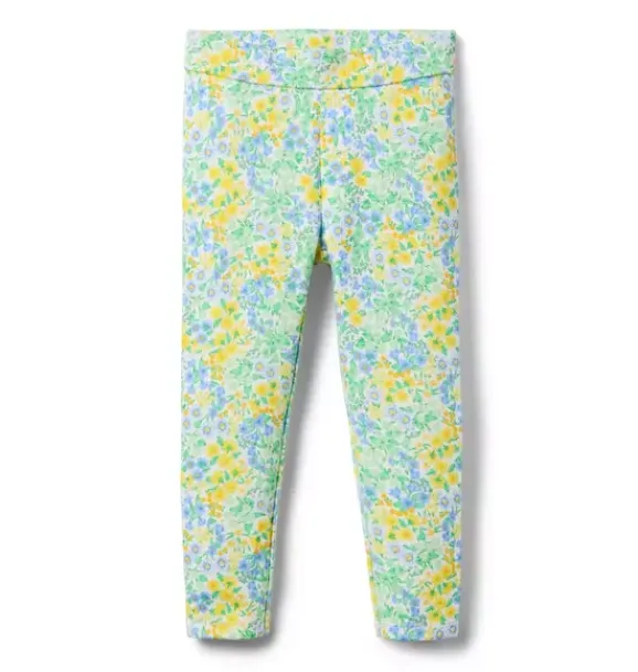 Janie and Jack Pants-Ditsy Floral Ponte Pant spring green ditsy floral