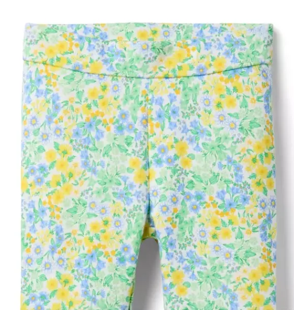 Janie and Jack Pants-Ditsy Floral Ponte Pant spring green ditsy floral
