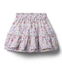 Janie and Jack Skirts & Shorts-Ditsy Floral Tiered Smocked Skirt seashell ecru ditsy floral
