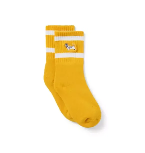 Janie and Jack Socks-Dog Crew Sock bright yellow
