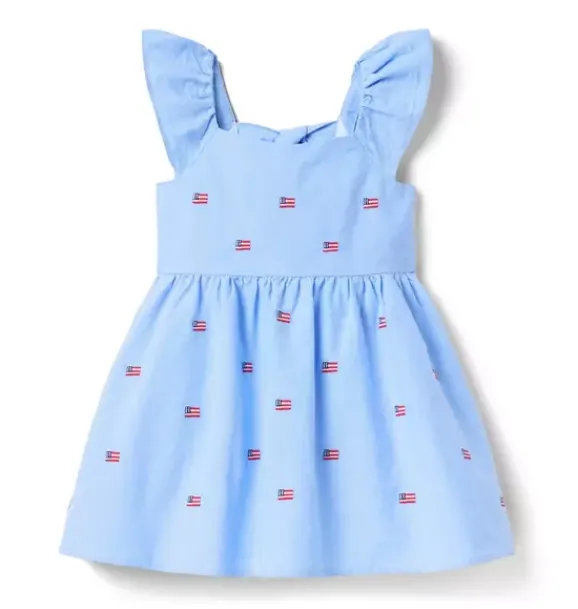 Janie and Jack Dresses-Embroidered Flag Dress ocean air heather flag