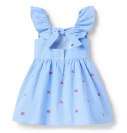 Janie and Jack Dresses-Embroidered Flag Dress ocean air heather flag