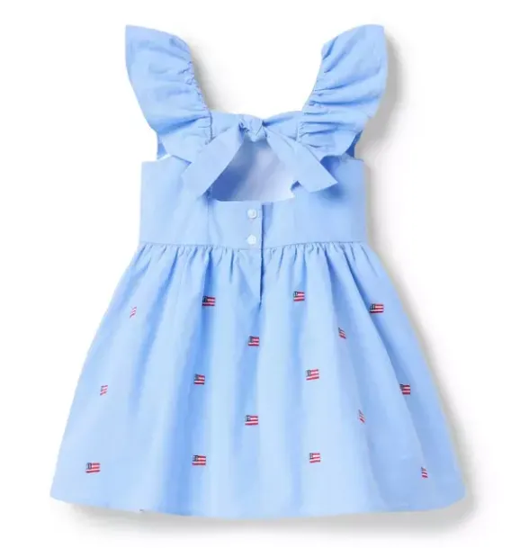 Janie and Jack Dresses-Embroidered Flag Dress ocean air heather flag