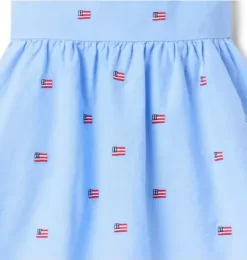 Janie and Jack Dresses-Embroidered Flag Dress ocean air heather flag