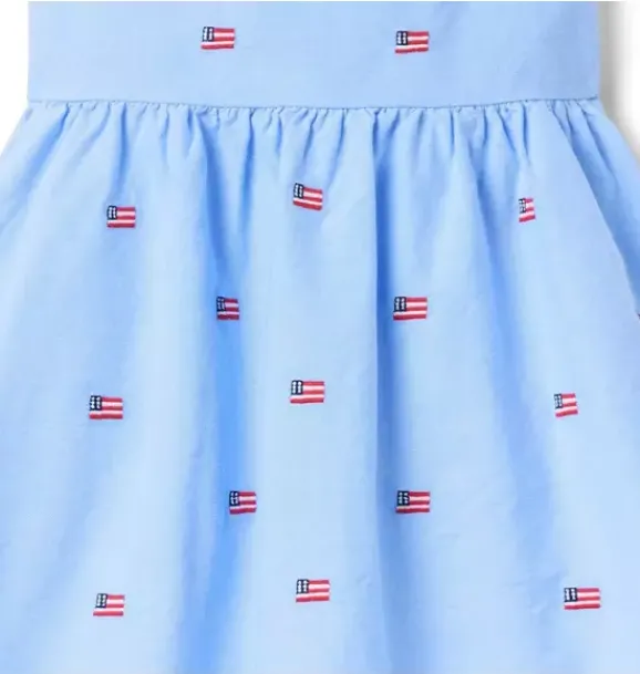 Janie and Jack Dresses-Embroidered Flag Dress ocean air heather flag