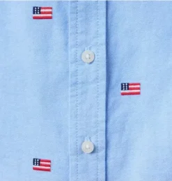 Janie and Jack Shirts-Embroidered Flag Oxford Shirt ocean air heather flag