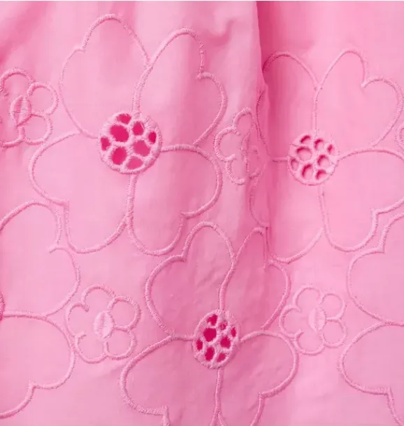 Janie and Jack Dresses-Embroidered Floral Puff Sleeve Dress periwinkle pink