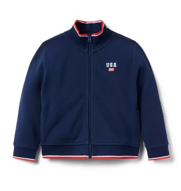 Janie and Jack Sweaters & Sweatshirts|Jackets & Coats-Embroidered USA Pique Jacket merchant marine