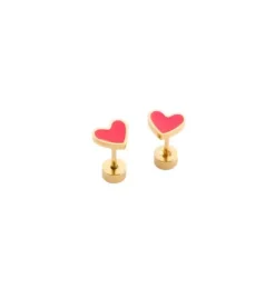 Janie and Jack Kids Accessories|Jewelry-Enamel Heart Stud Earrings neon pink