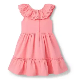 Janie and Jack Dresses-Eyelet Ruffle Dress pink geranium