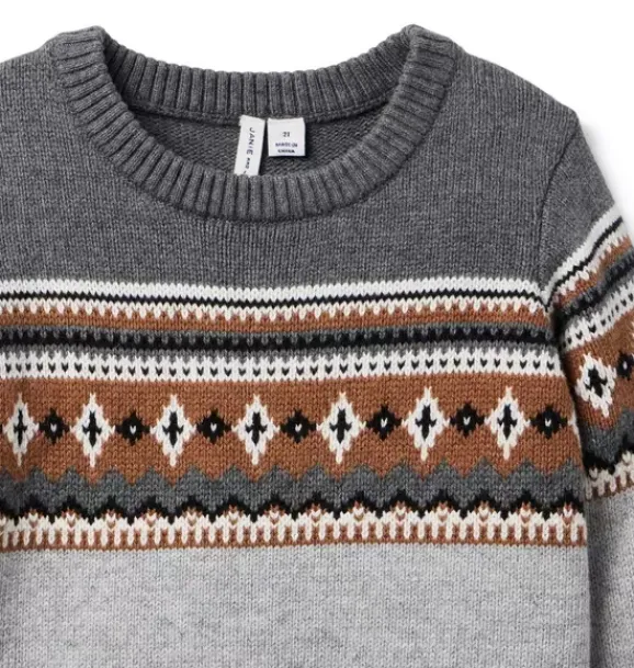 Janie and Jack Sweaters & Sweatshirts-Fair Isle Sweater classic grey fair isle