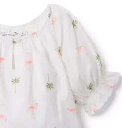 Janie and Jack Short Sleeve Tops-Flamingo Palm Top white flamingo palm