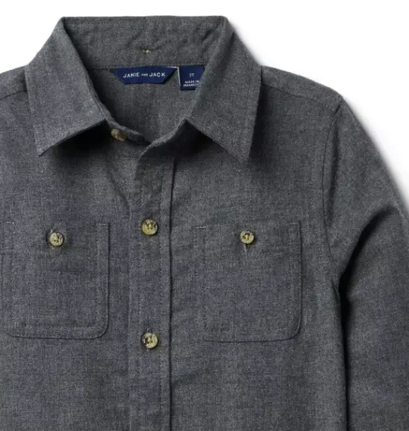 Janie and Jack Shirts-Flannel Shirt charcoal heather