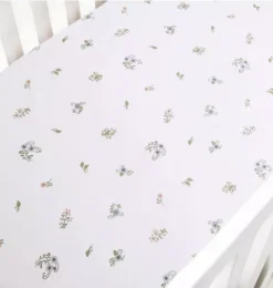 Janie and Jack Sheets|Nursery-Fleur + Stripe Crib Sheet - ivory
