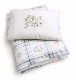 Janie and Jack Blankets And Quilts-Fleur + Stripe Toddler Duvet Set - ivory