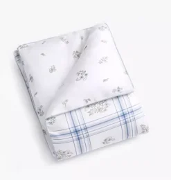Janie and Jack Blankets And Quilts-Fleur + Stripe Toddler Duvet Set - ivory