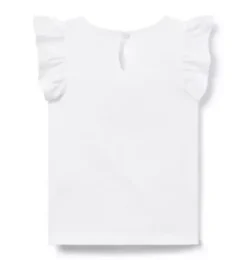 Janie and Jack Sleeveless Tops-Fleur Ruffle Sleeve Tee white