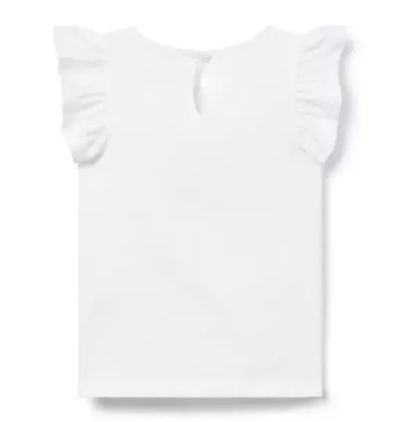 Janie and Jack Sleeveless Tops-Fleur Ruffle Sleeve Tee white