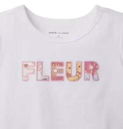 Janie and Jack Short Sleeve Tops-Fleur Tee seashell ecru