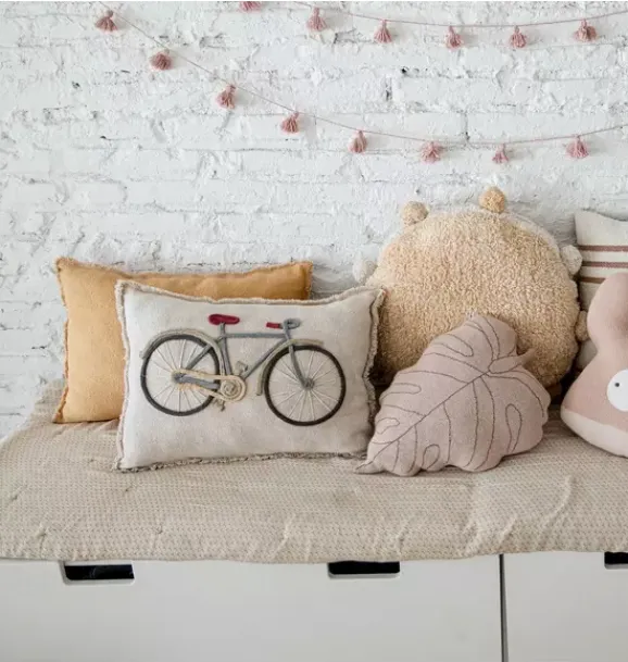 Janie and Jack Decorative Pillows And Throws-Floor Cushion Bike natural