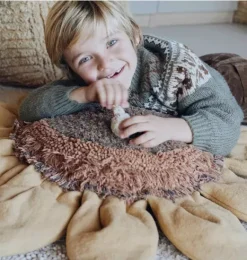 Janie and Jack Decorative Pillows And Throws-Floor Cushion Sunflower honey and brown