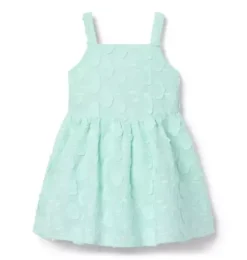 Janie and Jack Dresses-Floral Appliqué Dress light aqua