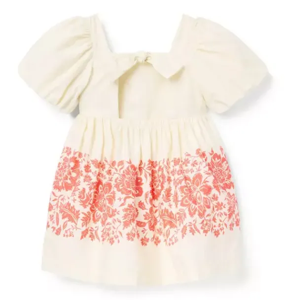 Janie and Jack Dresses-Floral Border Puff Sleeve Dress freshwater pearl