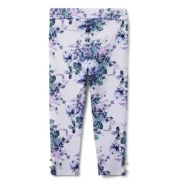 Janie and Jack Pants-Floral Button Cuff Ponte Pant lilac floral