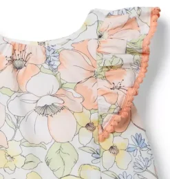 Janie and Jack Matching Sets|Sleeveless Tops-Floral Circle Trim Top white floral