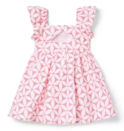 Janie and Jack Dresses-Floral Eyelet Flutter Sleeve Dress blooming pink floral