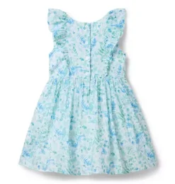 Janie and Jack Dresses-Floral Flutter Sleeve Dress white floral